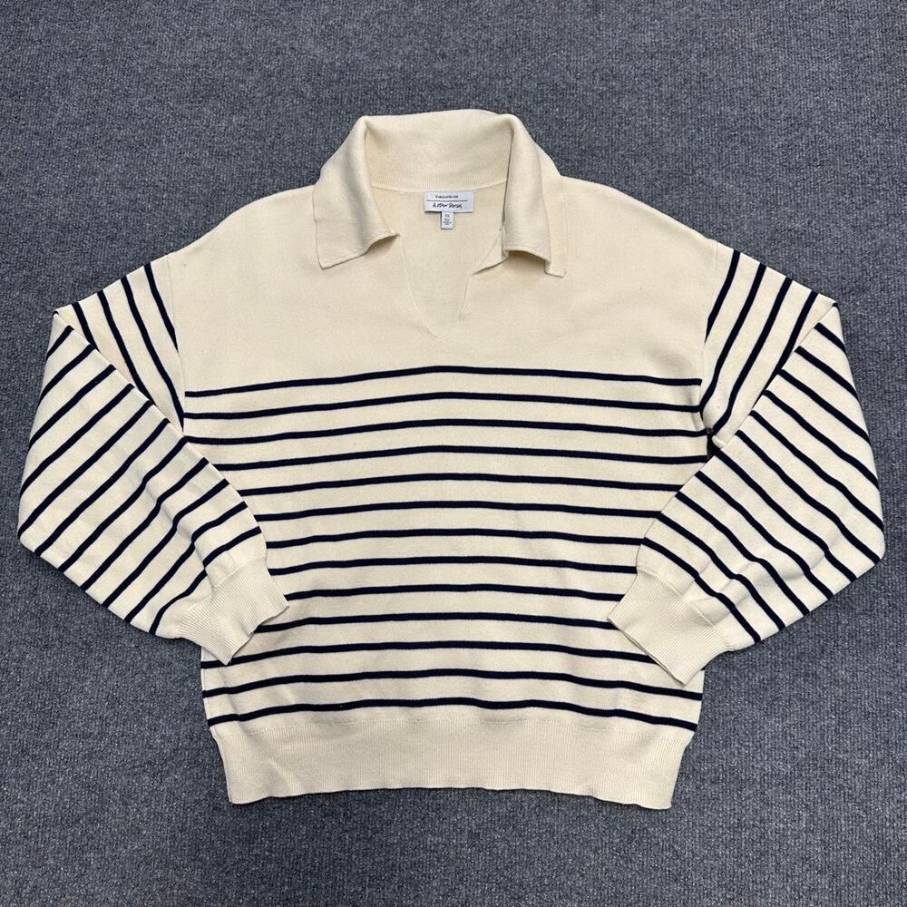 & Other Stories Womens Relaxed Collared Sweater Prep Stripe Polo Knit Pullover M